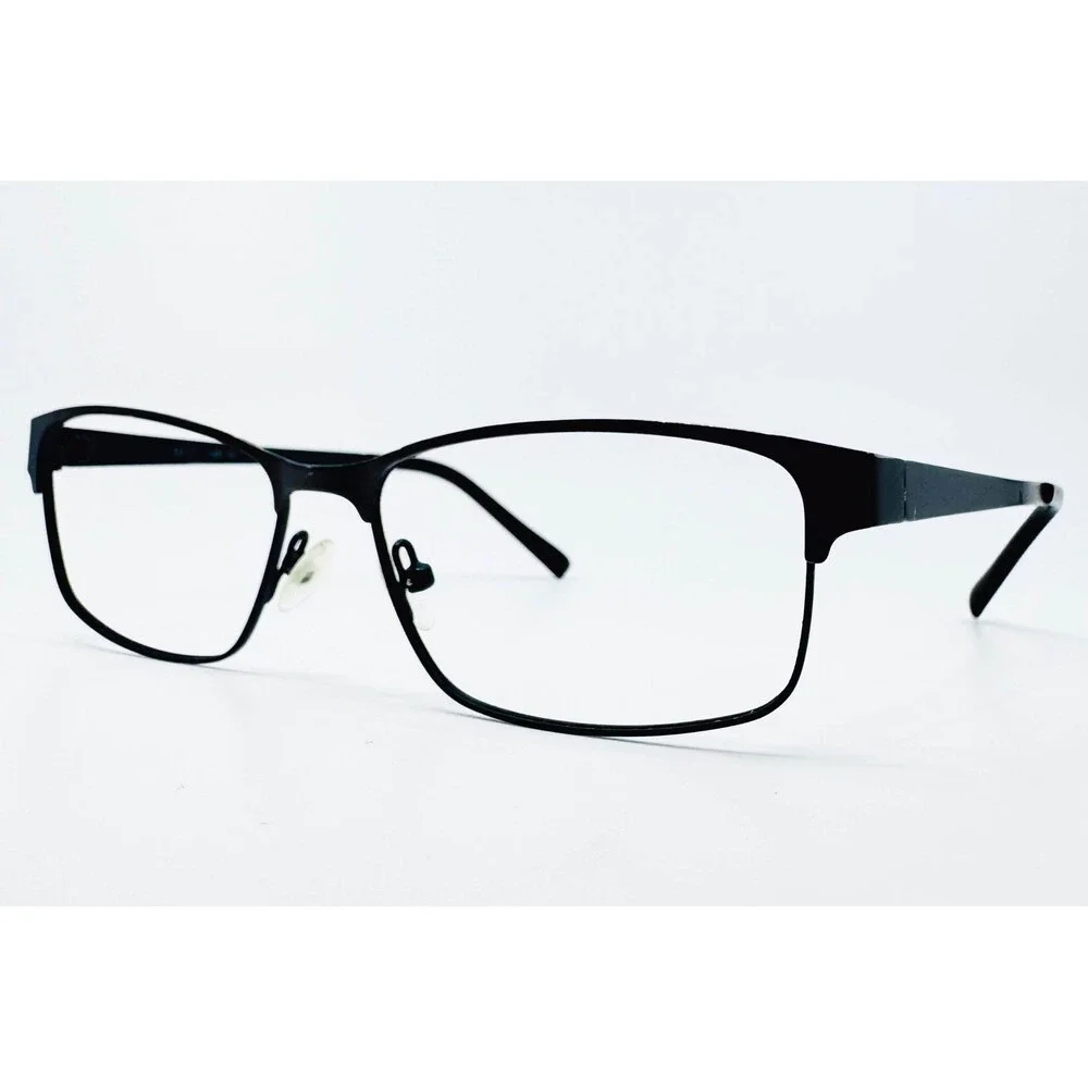 Modern Eyeglass Frames Mens Matte Gunmetal Rectangle 1701 015 53-15-145